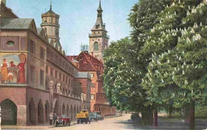 STUTTGART CITY Markthalle Kirchturm Kastanienbaum Automobile Arkaden Wandbild S