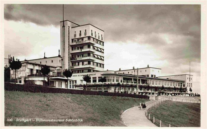 STUTTGART CITY Hoehenrestaurant-Schoenblick Hochhaus Modernismus Weg Passanten