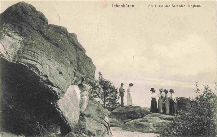 Ibbenbueren NRW Betende-Jungfrau Felsen Ausfluegler Panorama Sandstein