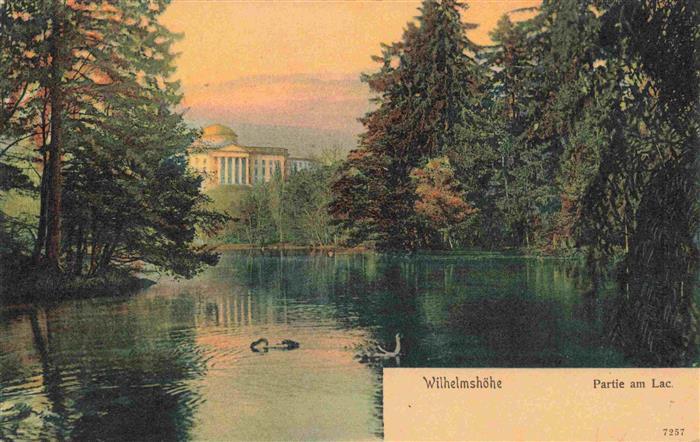 Wilhelmshoehe  KAssEL See Park Schloss Kuppel Schwaene Baeume Partie-am-Lac hand
