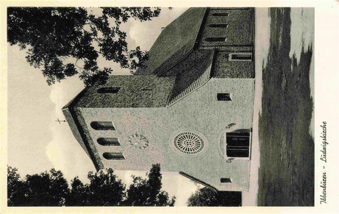 Ibbenbueren NRW Ludwigskirche Kirchturm Rosette Sandstein Kirchenfassade S/W-Fot