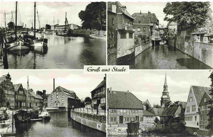 Stade  Elbe Niedersachsen Hafen Segelboote Kanal Altstadt Kirchturm Fachwerkhaeu