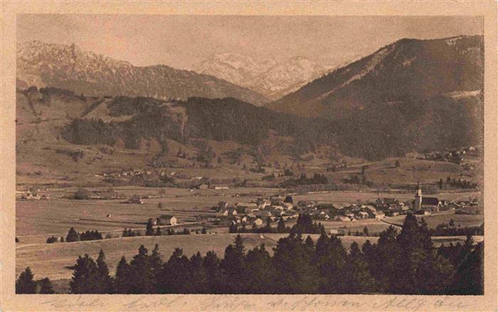 Wertach Bayern Gaishorn Bergdorf Kirchturm Tal Bergpanorama Baeume