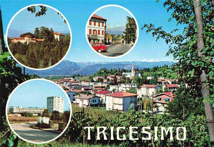 Tricesimo Udine IT Panorama Kirche Dorf Villa Strasse Alpen Hochhaus
