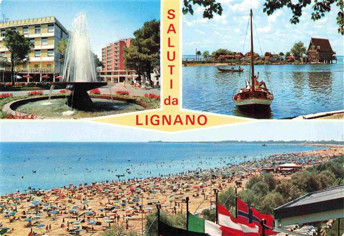 LIGNANO  Sabbiadoro Veneto IT Brunnen Hotel Strandpromenade Segelboot Lagune Str