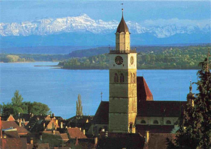 ueberlingen Bodensee BW Kirchturm Bodensee Alpen Dachlandschaft Muenster Altstad