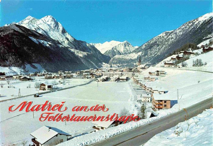 Matrei Osttirol AT Winter Schnee Ortspanorama Tauerntal Felbertauernstrasse Berg
