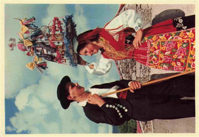 Viana do Castelo Santa Luzia PT Tracht Volkstracht Tabuleiro-de-oferendas Paar M