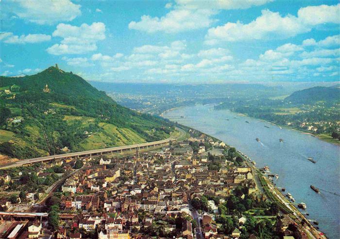 Koenigswinter Rhein Rhein Drachenfels Burgruine Fliegeraufnahme Altstadt Binnens