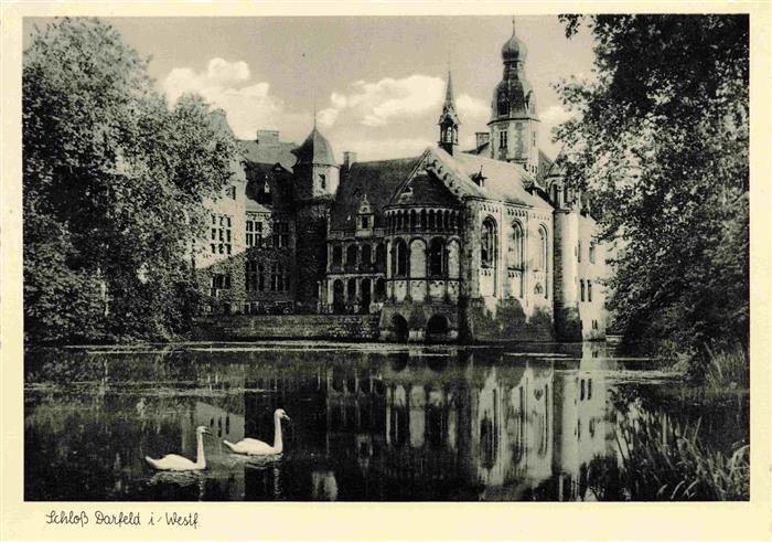 Darfeld Rosendahl NRW Schloss-Darfeld Wasserburg Schlossteich Schwaene Westfalen
