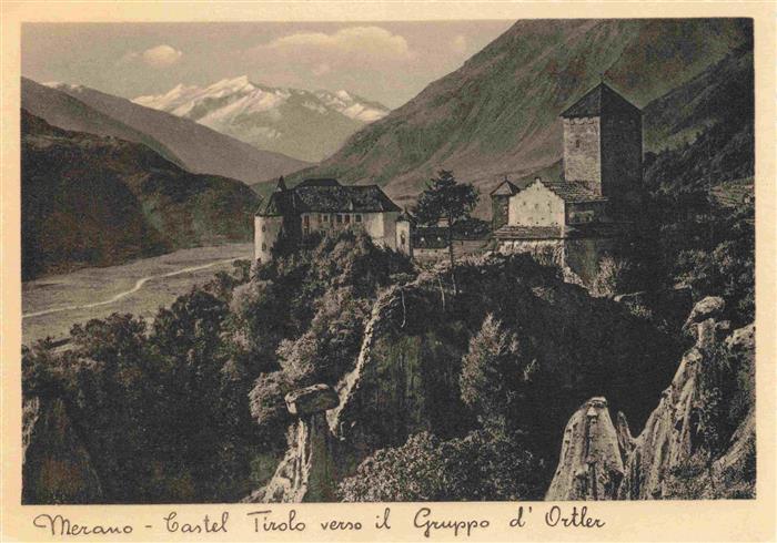Castello Tirolo Meran MERANO IT Castel-Tirolo Burg Ortler-Gruppe Bergtal Weinber