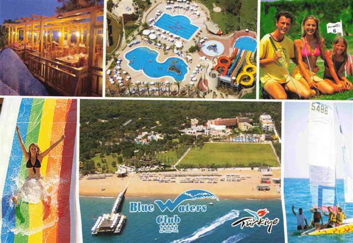 Side Antalya TK Blue-Waters-Club Hotel Pool Wasserrutsche Strand Segeln Luftbild