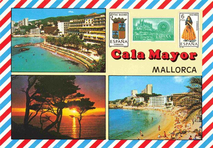 CALA MAYOR Calamayor Mallorca ES Strand Bucht Hotel Meer Sonnenuntergang Palmen