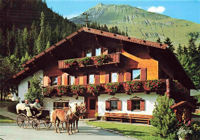 Elbigenalp Lechtal Tirol AT Haus-Ruitelblick Pferdekutsche Bergbauernhof Geranie
