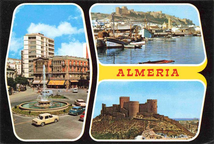 San Jose Almeria Andalusia ES Hafen Alcazaba Burg Brunnen Platz Mehrbildkarte Fi
