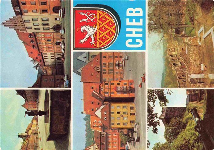 Cheb Eger CZ Marktplatz Stadtbrunnen Rathaus Schwarzer-Turm Burg Wappen Altstadt