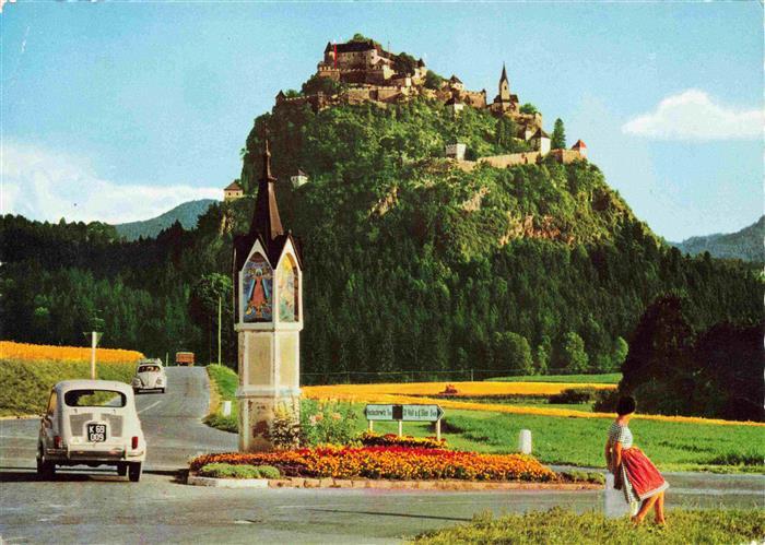 HOCHOSTERWITZ Burg Kaernten AT Burg-Hochosterwitz Bildstock Kreisverkehr Blumenr