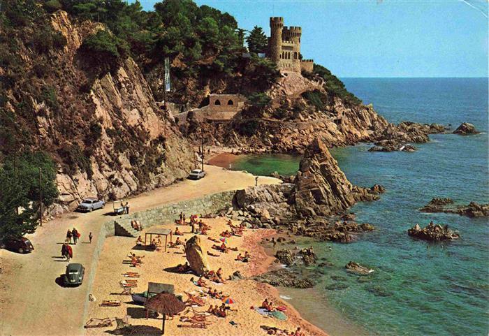 LLORET DE MAR Costa Brava ES Playa-Sa-Caleta Castillo Strand Felsen Mittelmeer B