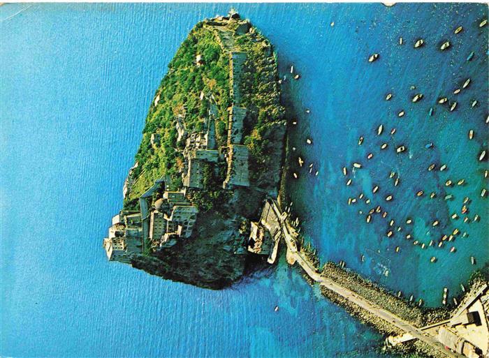 Ponte d Ischia Castello-Aragonese Insel Luftbild Meer Boote Bruecke Felsen