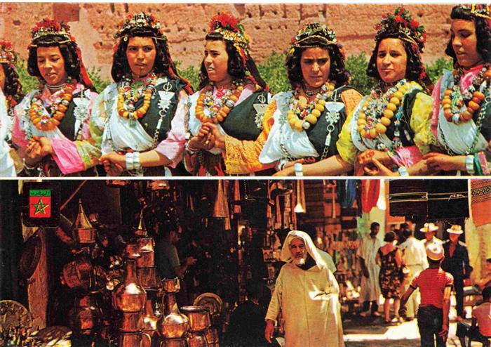Marokko Maroc Berberfrauen Tracht Schmuck Souk Kupferwaren Markt Djellaba Haendl