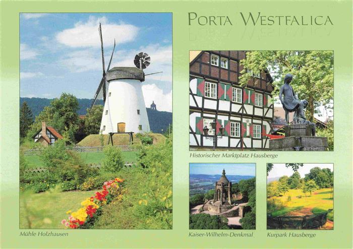 PORTA WESTFALICA NRW Muehle-Holzhausen Marktplatz-Hausberge Kaiser-Wilhelm-Denkm
