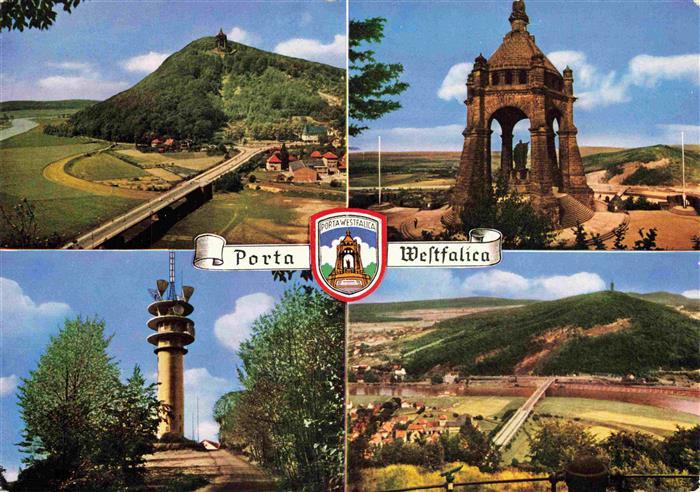 PORTA WESTFALICA NRW Kaiser-Wilhelm-Denkmal Weserbruecke Fernsehturm Weser Panor
