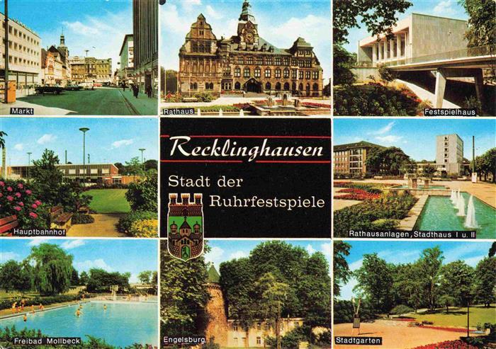 RECKLINGHAUSEN  NRW Markt Rathaus Festspielhaus Hauptbahnhof Rathausanlagen Enge