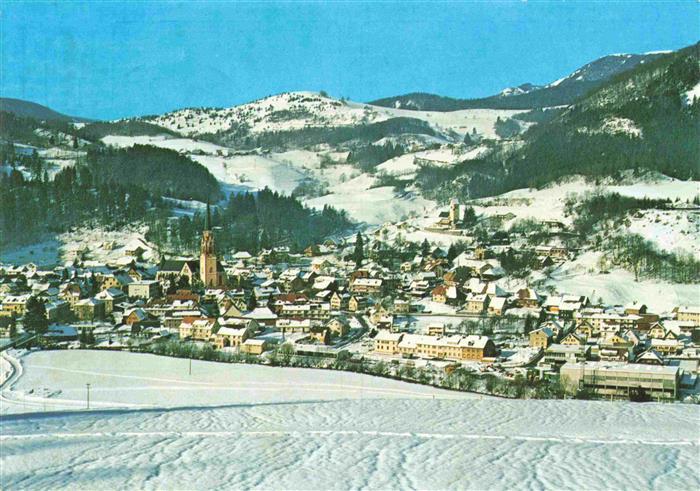 Schoenau Schwarzwald Schwarzwald Winter Schnee Kirche Panorama Berge Belchen Ort