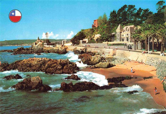 Vina Del Mar Valparaiso Chile Avenida-Marina Kueste Strand Felsen Meer Promenade