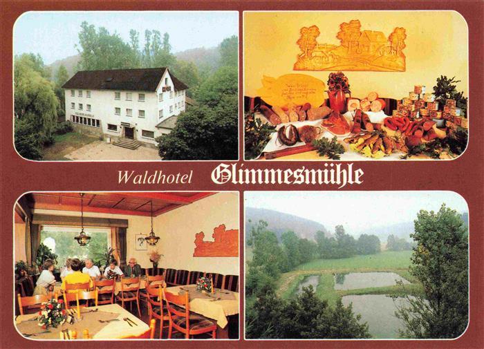BAD HERSFELD Waldhotel Glimmesmuehle Gastraum Landschaftspanorama Teiche