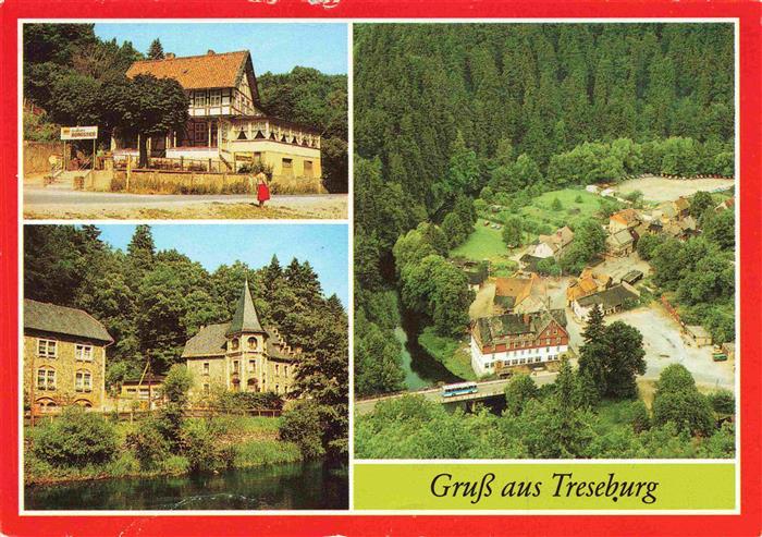 Treseburg Harz HO-Gaststaette Burgstieg An der Halde Teilansicht Luftaufnahme