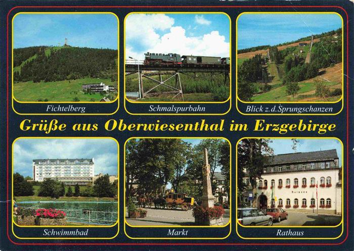 Oberwiesenthal Erzgebirge Panorama Blick zum Fichtelberg Schmalspurbahn Sprungsc