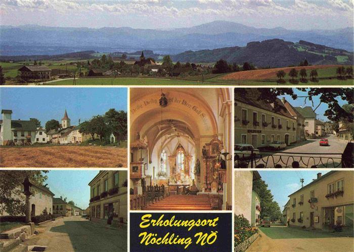 Noechling Niederoesterreich AT Panorama Blick gegen Voralpen mit oetscher Ortsan
