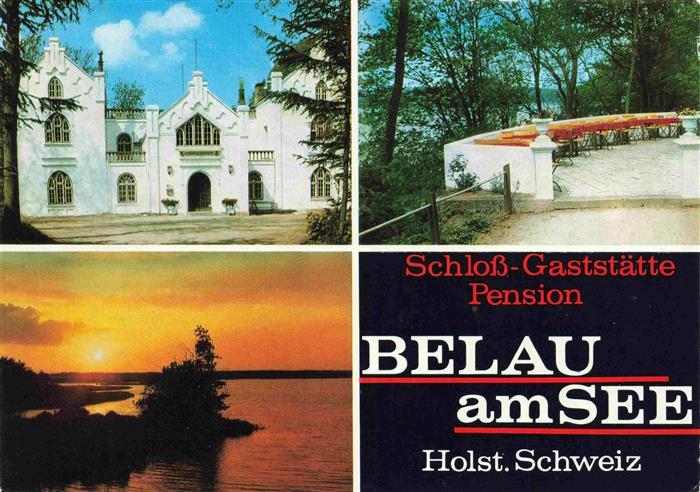 Belau Wankendorf Schloss-Gaststaette Pension Belau am See Sonnenuntergang