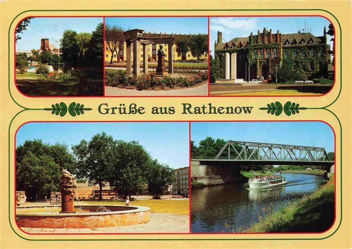 Rathenow Teilansichten Brunnen Bruecke Fahrgastschiff